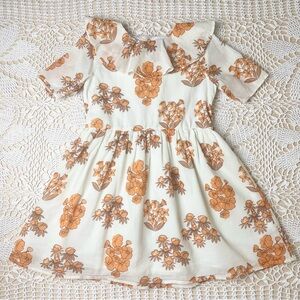 Mini Rodini Girls 5-7 Boho Wildflower Print Short Sleeve Cotton Ruffle Dress